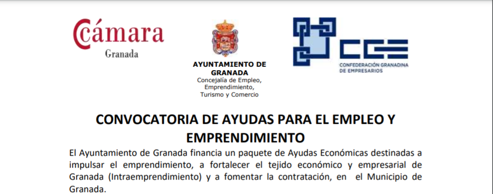 Convocatoria de ayudas del Ayuntamiento de Granada para el emprendimiento, la consolidación empresarial y la contratación